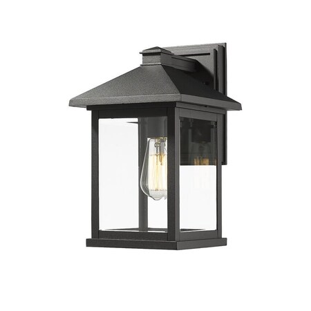 Z-Lite Portland 1 Light Outdoor Wall Light, Black & Clear Beveled 531B-BK